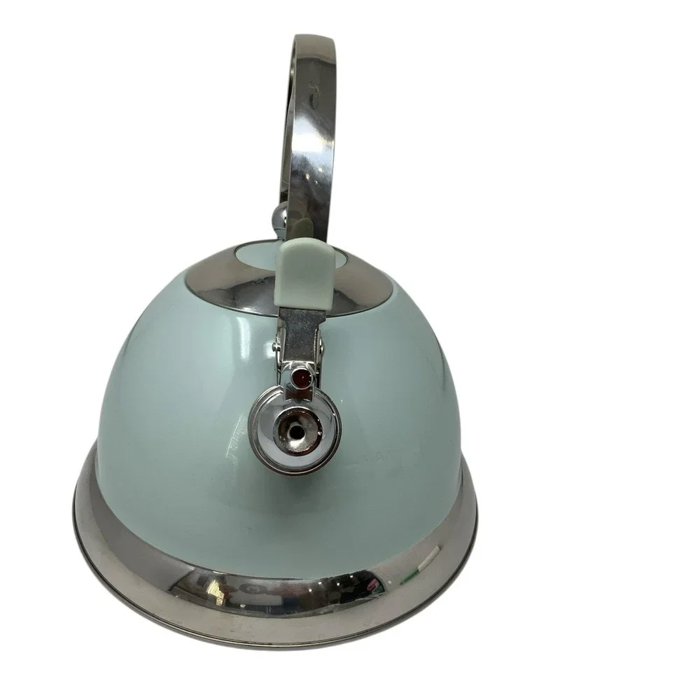MasterClass Premium Cookware Stainless Steel Light Robin Blue Tea Pot Tea Kettle